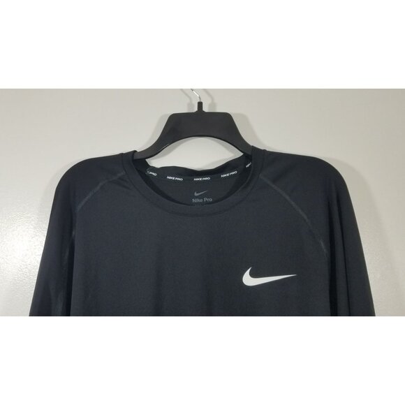 Nike Pro Dri-Fit Slim Fit Black Long Sleeve Shirt XXL 2XLPolyester - Picture 4 of 12